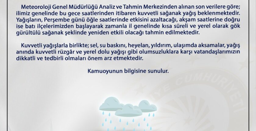 Ankara Valiliği’nden Kuvvetli Yağış Uyarısı: Sel ve Su Baskınlarına Dikkat!