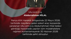 Pençe-Kilit Harekât Bölgesinden Acı Haber: Uzman Çavuş Abdurrahman Hilal Şehit Oldu
