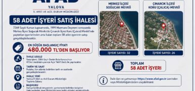 Yalova İl AFAD Müdürlüğü 58 Adet İşyerini İhale Usulüyle Satışa Çıkarıyor